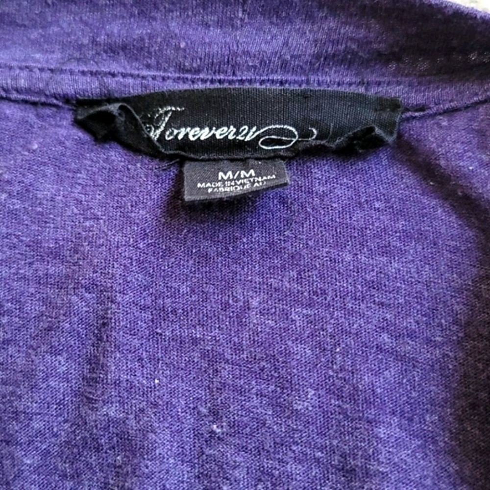 Forever 21 Purple Cardigan Medium Long Sleeved W/ Pockets M - Picture 2 of 2